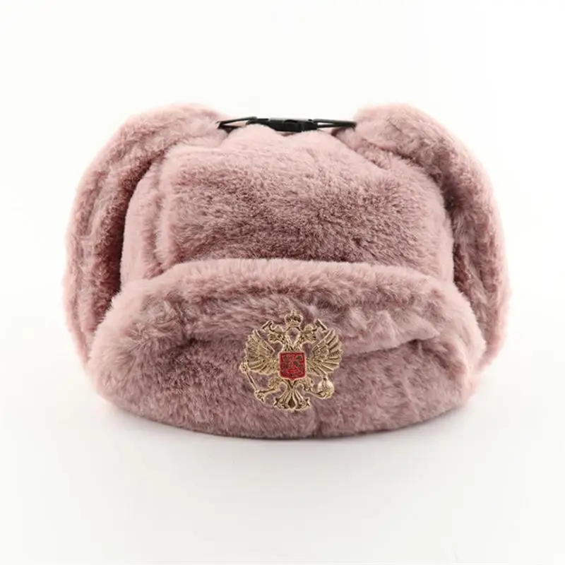 Trapper Hat Ear Flap - Sovyet Rozeti Ushanka Erkek ve Kadın